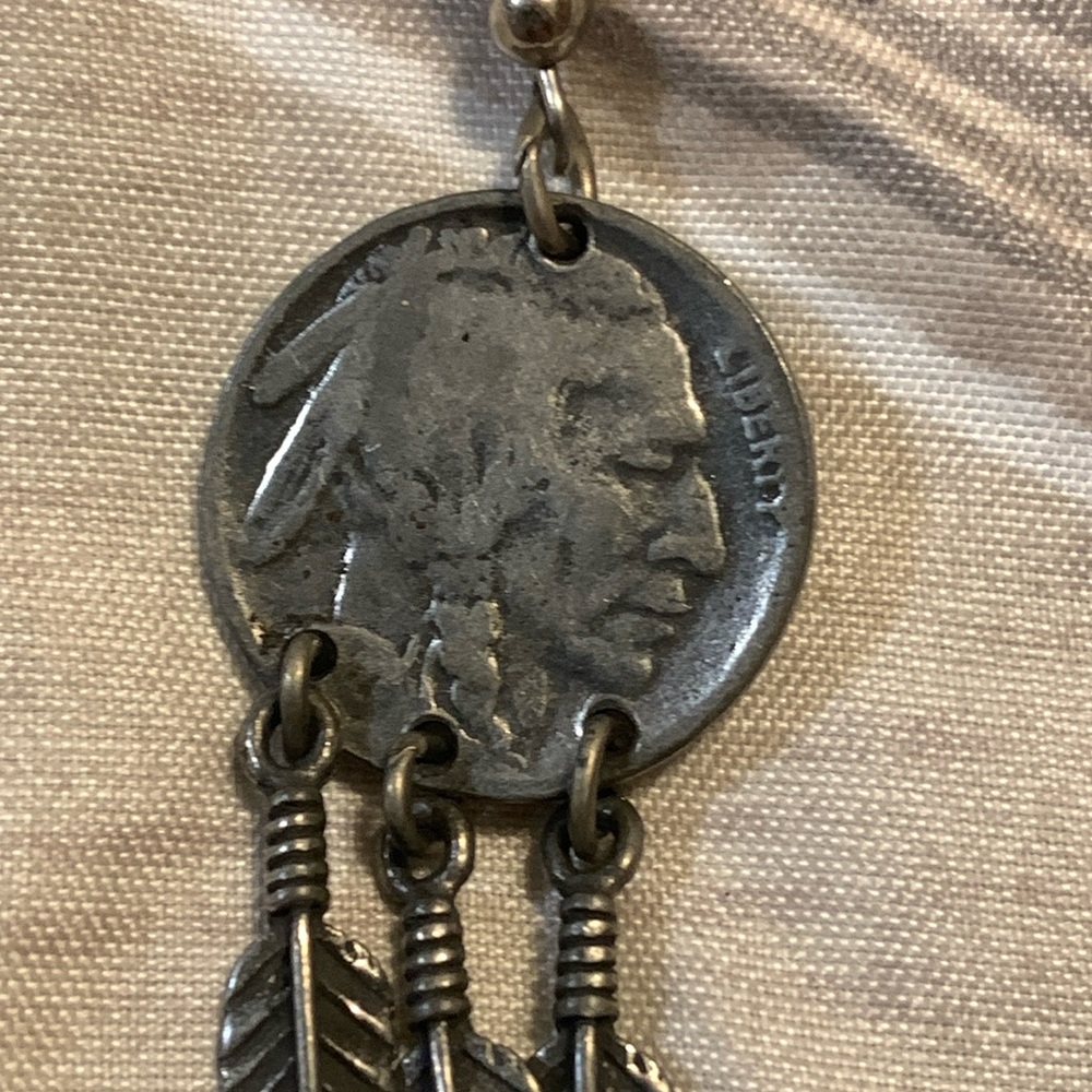 Vintage Indian Head Post Earrings 3 Feathers